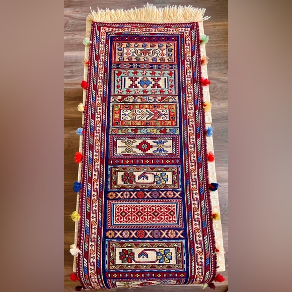 Persian Handmade klim (runner) ‏ (124*37 CM) (48.8*14.5 inch) (4.06 X 1.2 Feet) - Picture 6 of 13